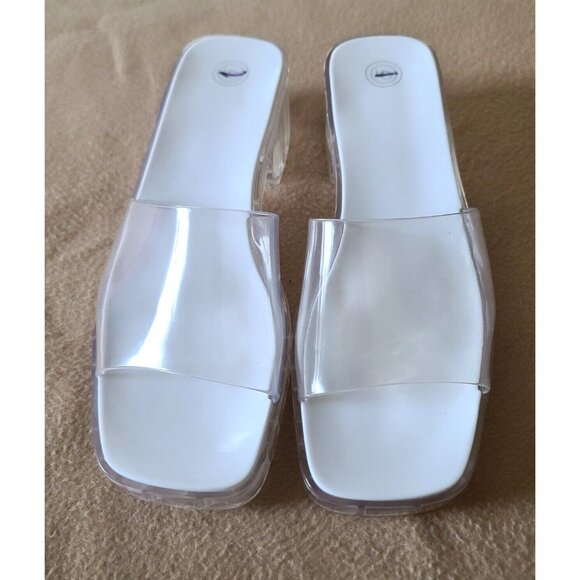 Urban Outfitters Vista Clear Jelly Platform Mule Sandals Sz 9 Y2K Retro NWOB - Picture 3 of 9